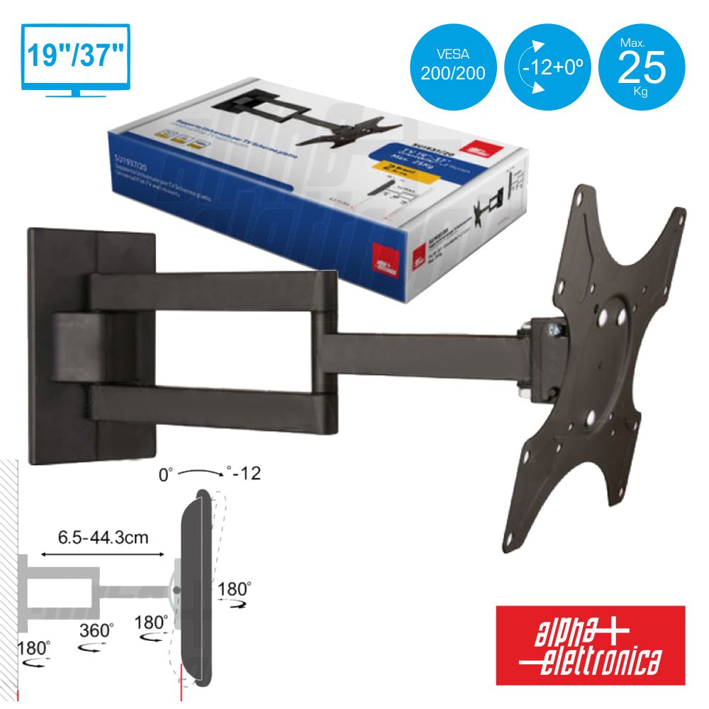 Suporte Lcd/Led 19/37" 25Kg  2 Braços Vesa 200/200 - NOVEDUC Equipamento Laboratório e Formação Profissional