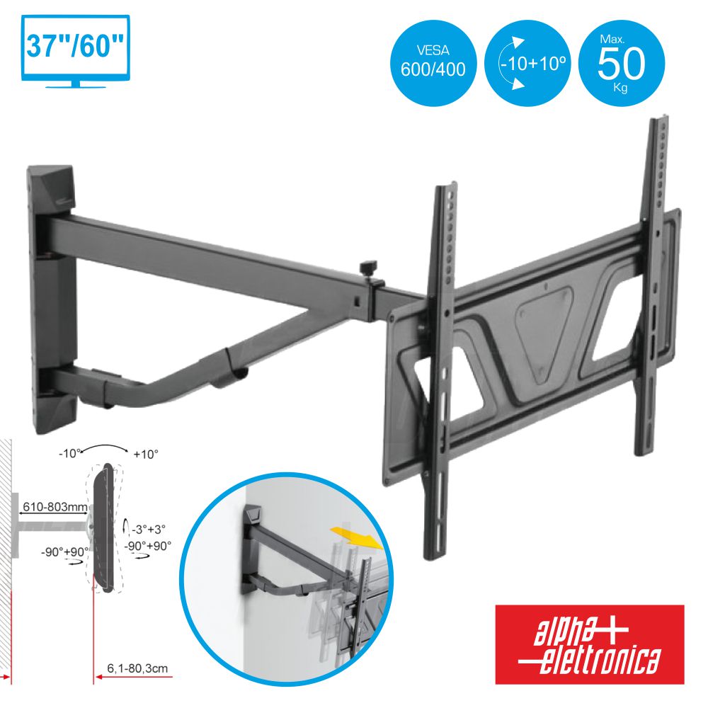 Suporte Lcd/Led 37/60" 10º/+10º Vesa 600/400 50Kg P/ Canto - NOVEDUC Equipamento Laboratório e Formação Profissional