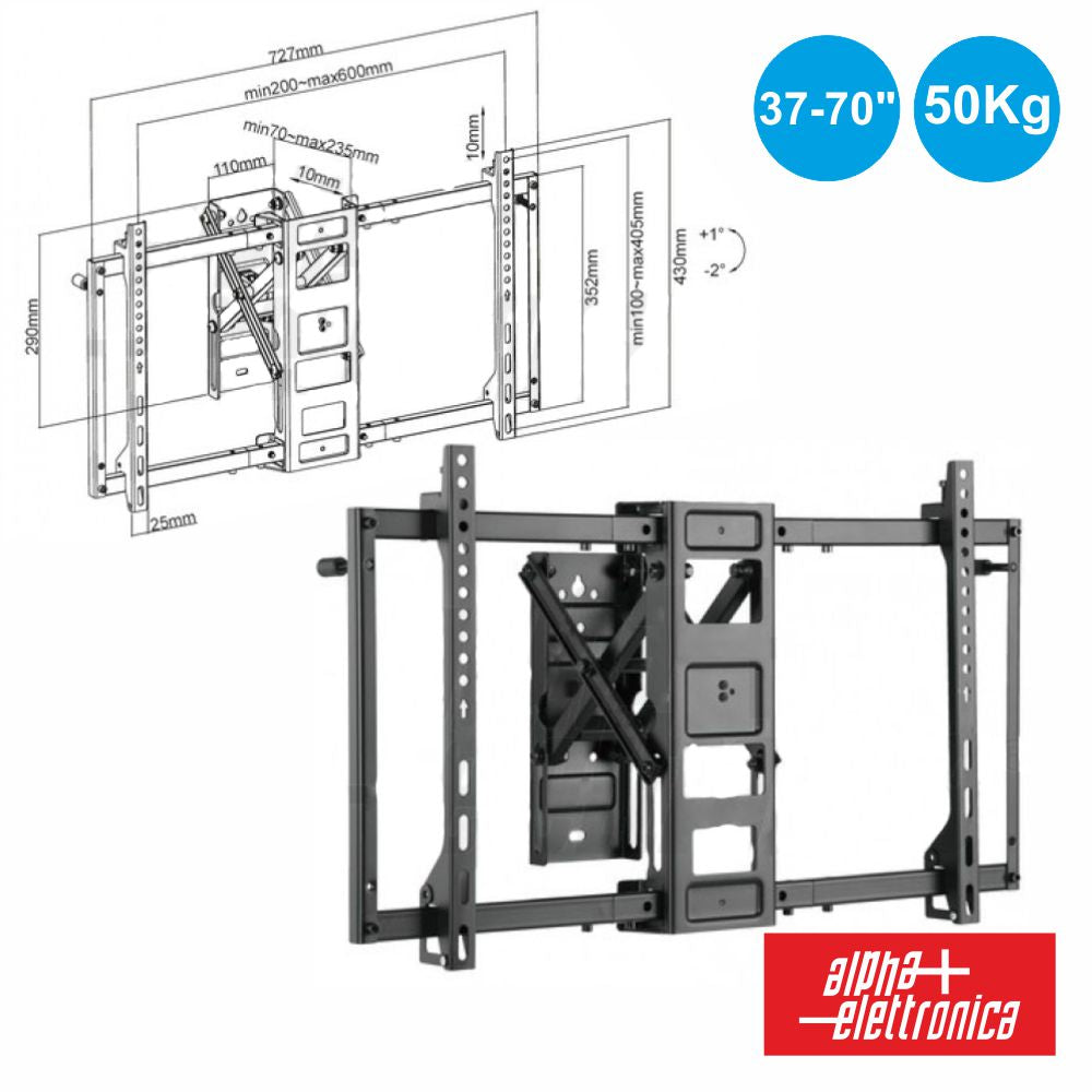 Suporte Tv P/ Parede Extensível 50Kg 37" 70" Alpha - NOVEDUC Equipamento Laboratório e Formação Profissional