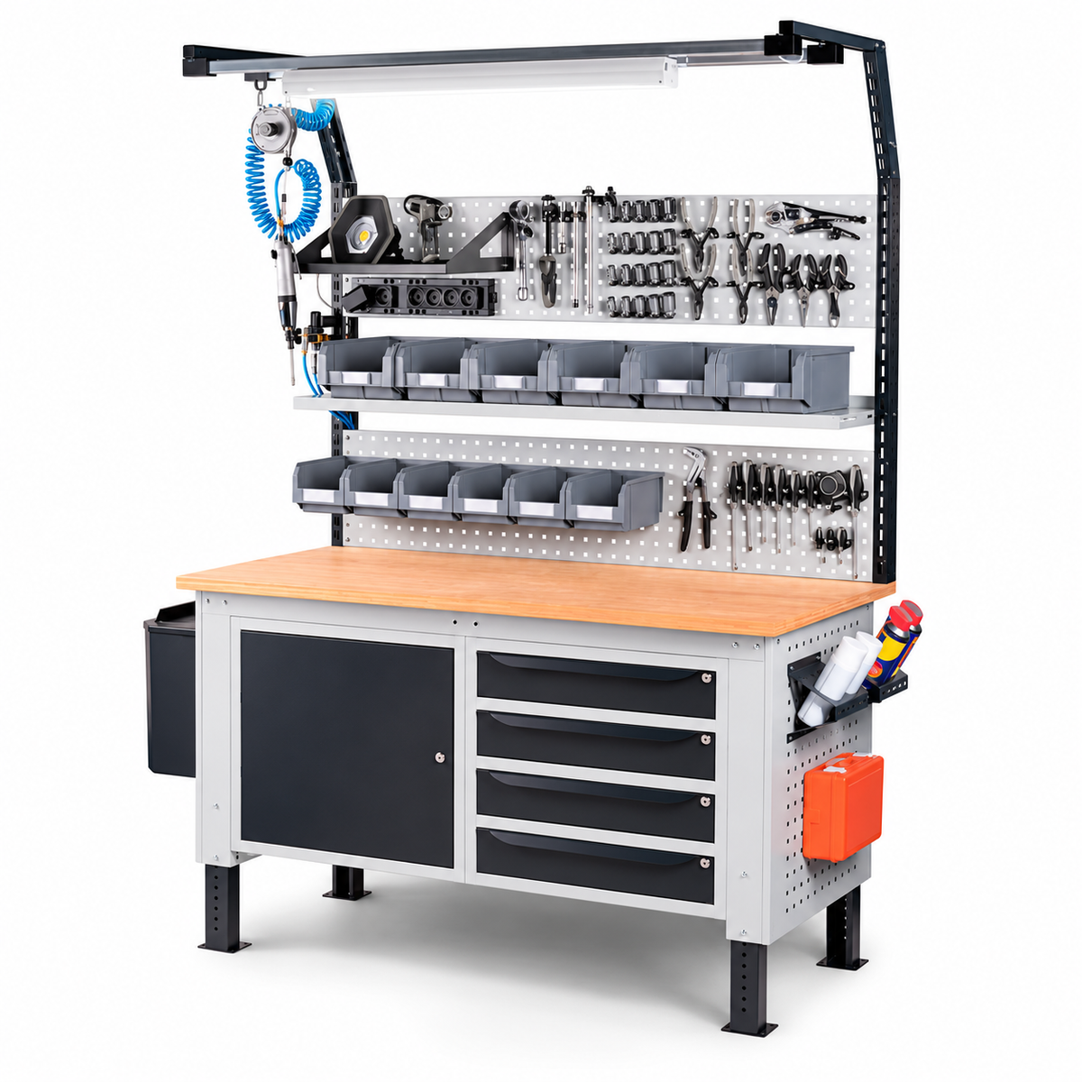 Posto técnico equipado para montagem — vista do equipamento (configuração ilustrativa)