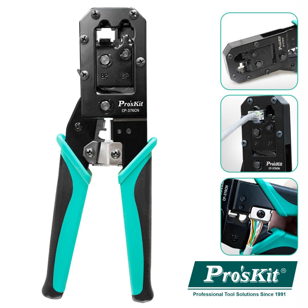 Alicate De Cravar Fichas 8P/6P Proskit - NOVEDUC Equipamento Laboratório e Formação Profissional