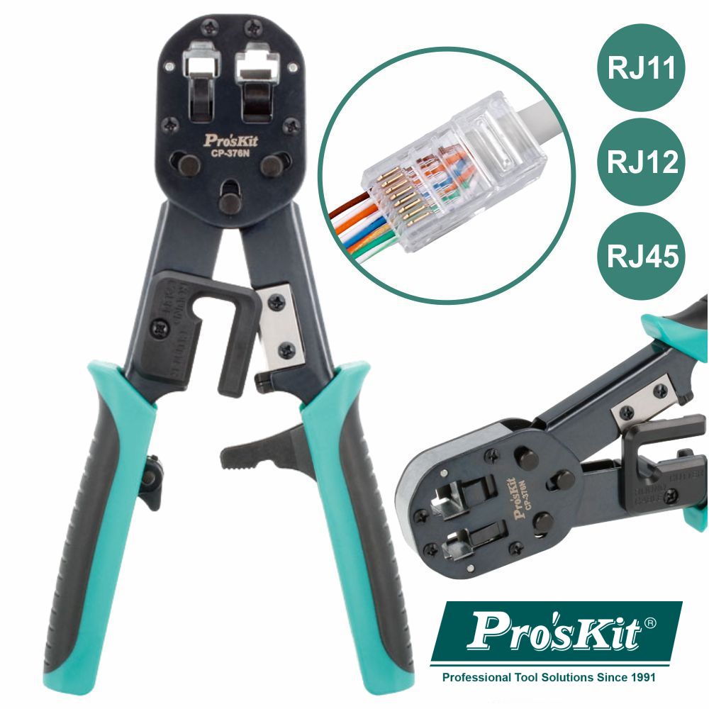 Alicate De Cravar Rj45/Rj11/Rj12 Passante Proskit - NOVEDUC Equipamento Laboratório e Formação Profissional