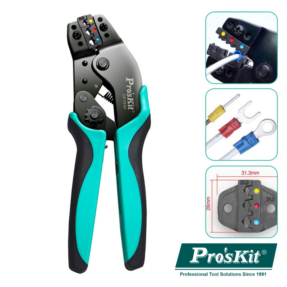 Alicate De Cravar Terminais Isolados 190Mm Proskit - NOVEDUC Equipamento Laboratório e Formação Profissional