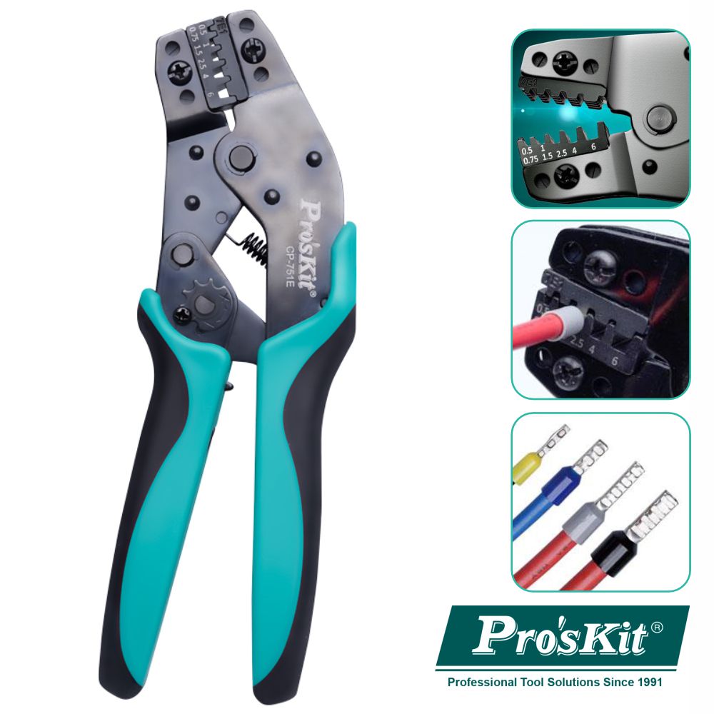Alicate De Cravar Terminais Isolados 190Mm Proskit - NOVEDUC Equipamento Laboratório e Formação Profissional
