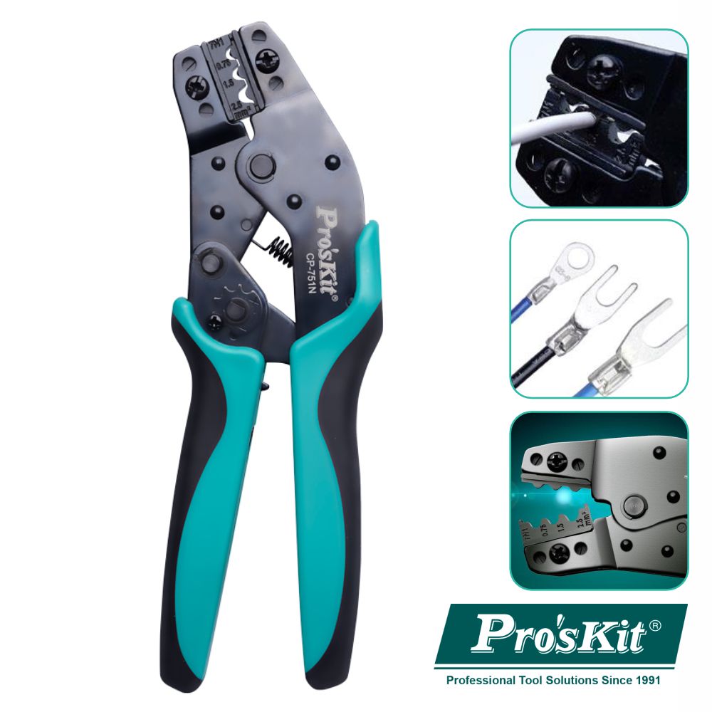 Alicate De Cravar Terminais Não Isolados 190Mm Proskit - NOVEDUC Equipamento Laboratório e Formação Profissional