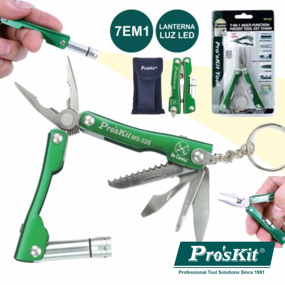 Alicate Multifunções 7 Em 1 C/ Lanterna Led Proskit - NOVEDUC Equipamento Laboratório e Formação Profissional