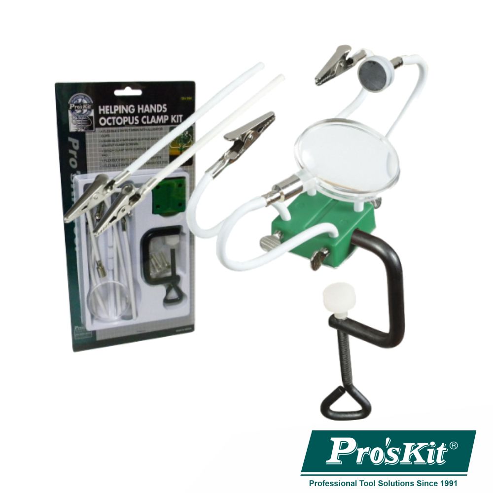 Armação C/ Garras Crocodilo Lupa Braço Magnético Proskit - NOVEDUC Equipamento Laboratório e Formação Profissional