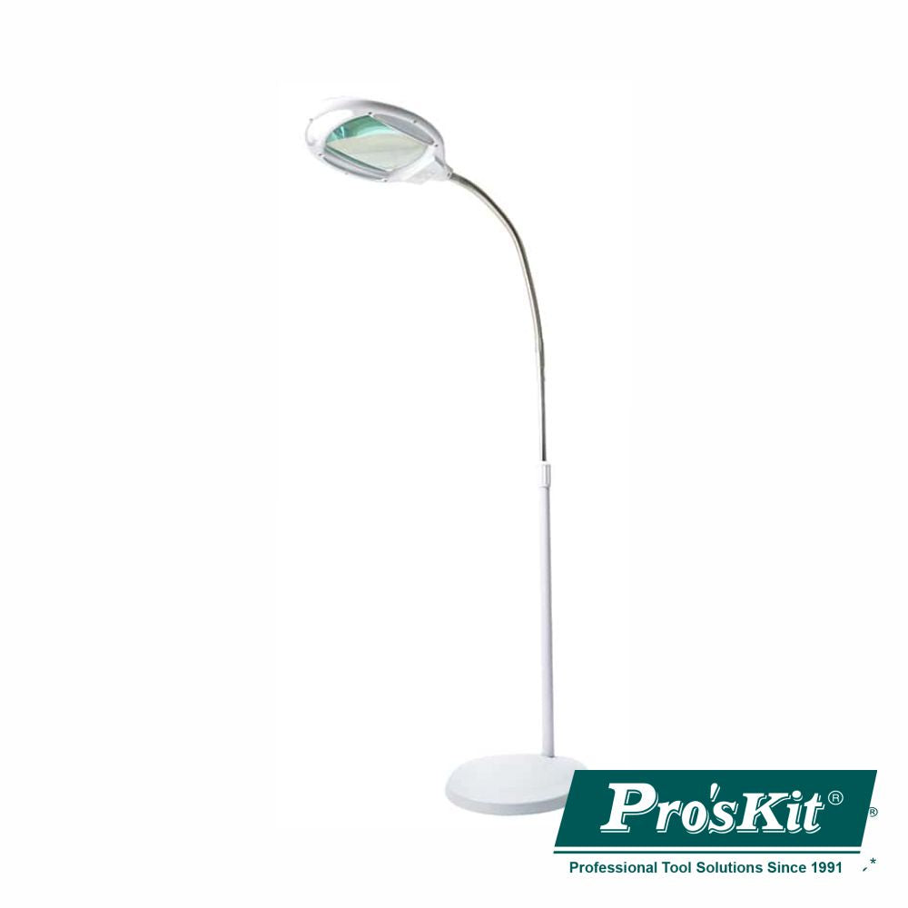 Candeeiro C/ Lupa Secretária 3 Dioptrias 42 Leds Proskit - NOVEDUC Equipamento Laboratório e Formação Profissional