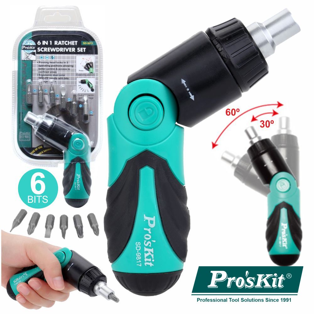 Chave Aparafusadora Manual 6Em1 C/ 3 Posições 6 Bits Proskit - NOVEDUC Equipamento Laboratório e Formação Profissional
