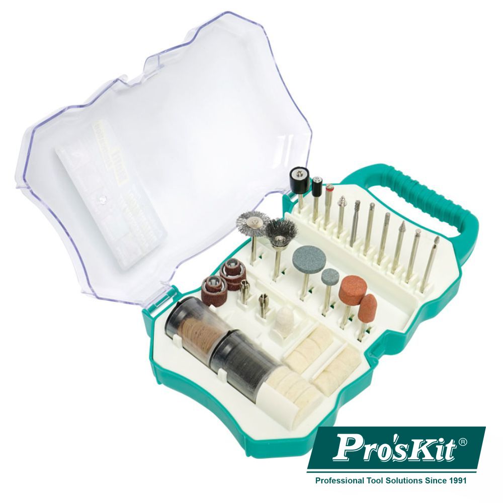 Conjunto 109 Acessórios P/ Moagem / Polir Proskit - NOVEDUC Equipamento Laboratório e Formação Profissional
