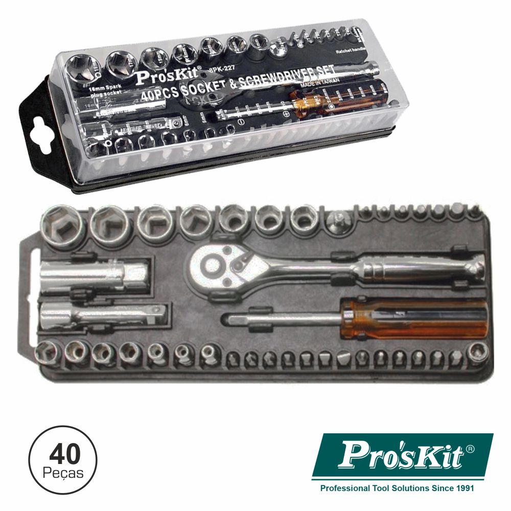 Conjunto Chaves C/ Roquete 40X Proskit - NOVEDUC Equipamento Laboratório e Formação Profissional