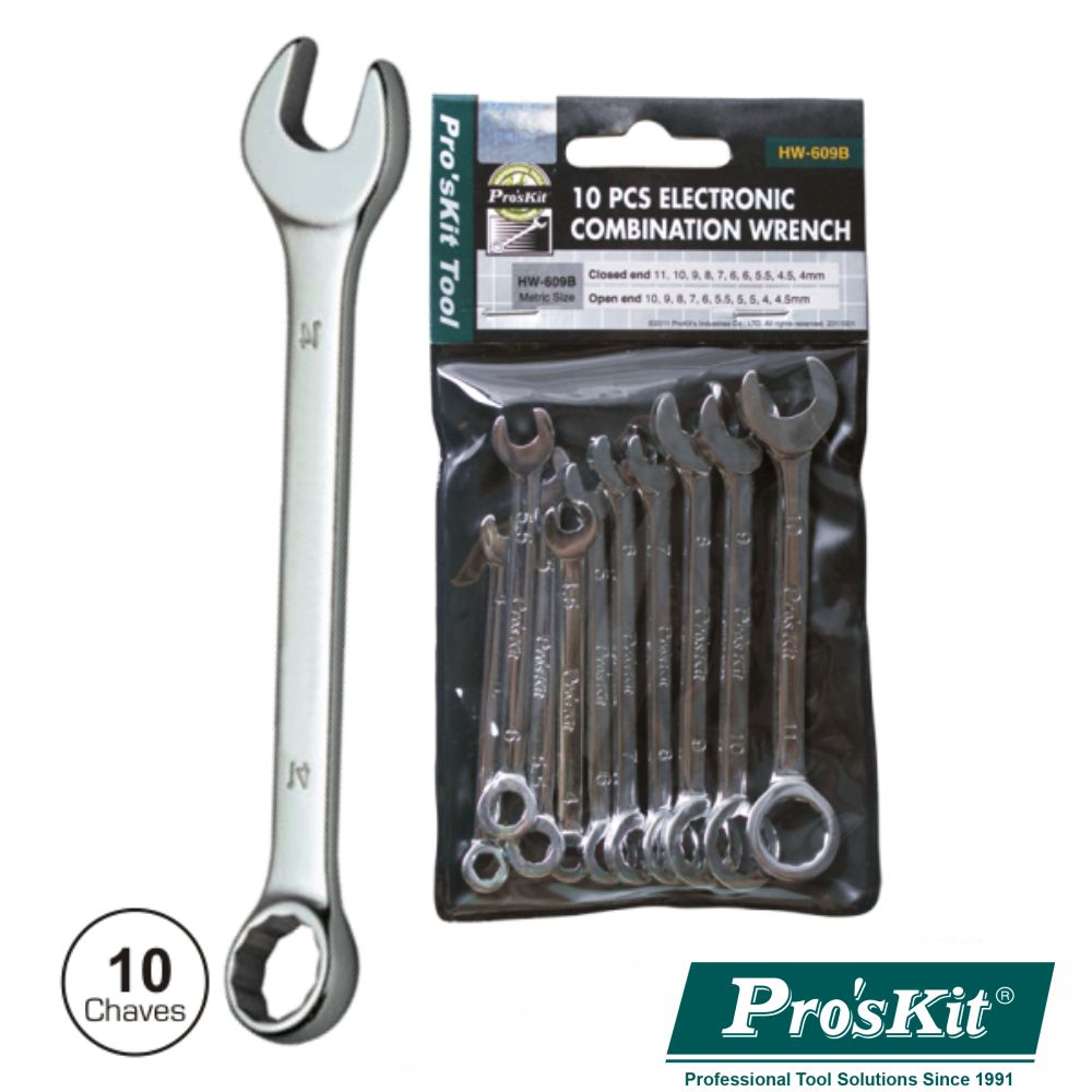 Conjunto De 10 Chaves De Bocas Proskit - NOVEDUC Equipamento Laboratório e Formação Profissional
