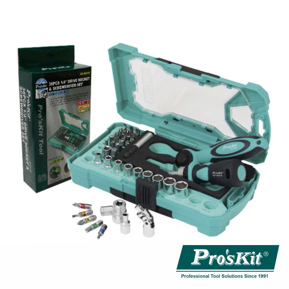 Conjunto De 2 Chaves Roquete C/ 35 Bits E Extensor Proskit - NOVEDUC Equipamento Laboratório e Formação Profissional
