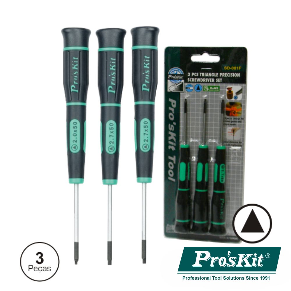Conjunto De 3 Chaves Triângulares De Precisão Proskit - NOVEDUC Equipamento Laboratório e Formação Profissional