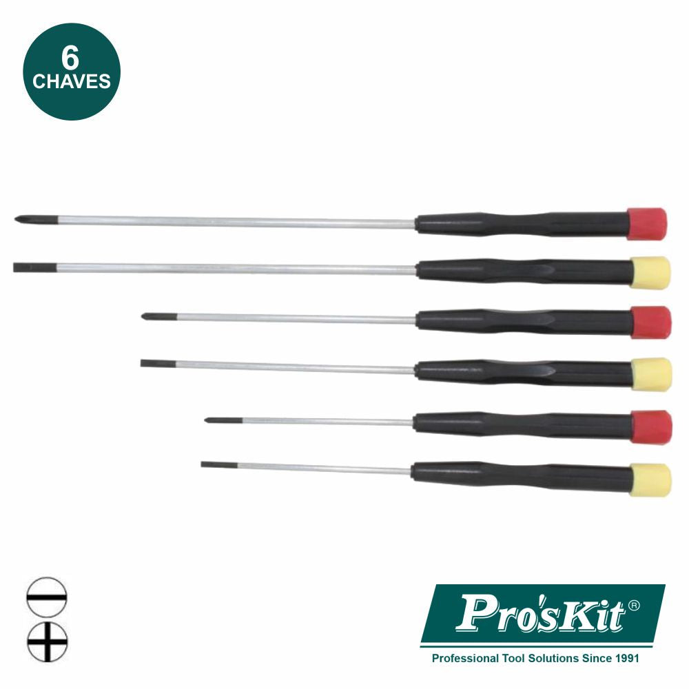Conjunto De 6 Chaves Precisão Fendas E Philips Proskit - NOVEDUC Equipamento Laboratório e Formação Profissional
