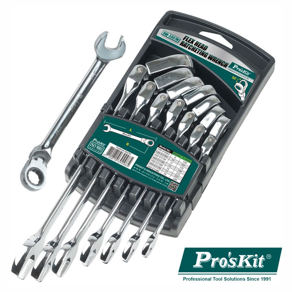 Conjunto De 7 Chaves Articuladas De Bocas/Roquete Proskit - NOVEDUC Equipamento Laboratório e Formação Profissional