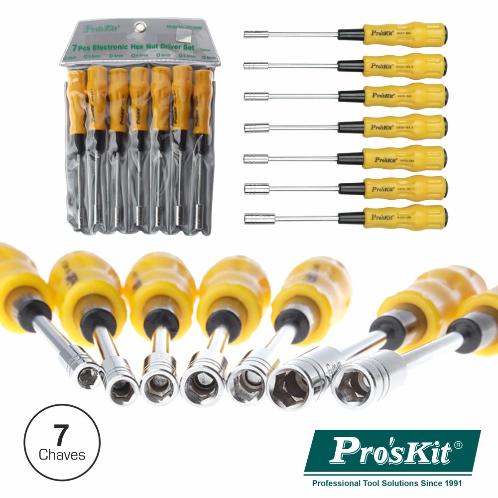 Conjunto De 7 Chaves Hexagonais Proskit - NOVEDUC Equipamento Laboratório e Formação Profissional