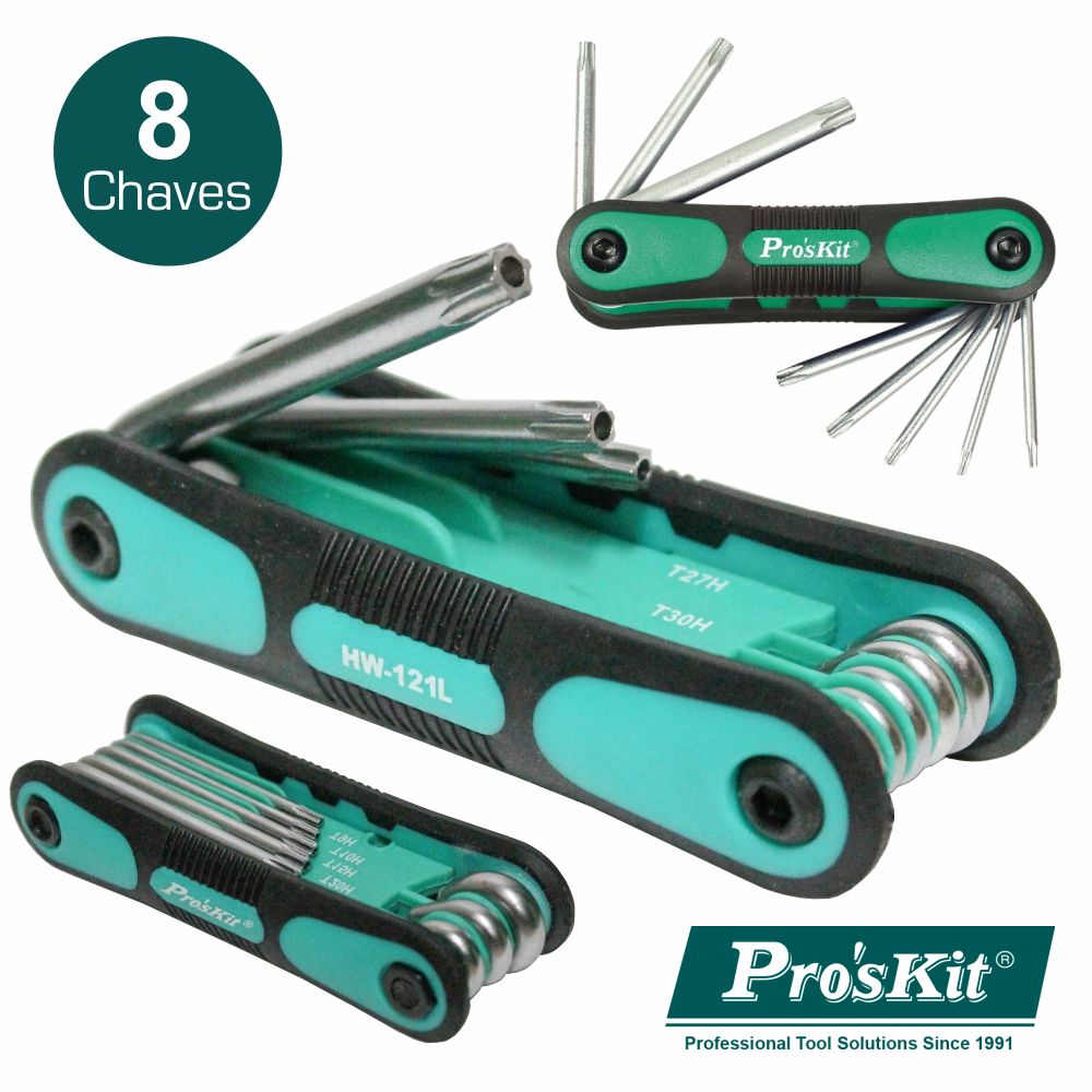 Conjunto De 8 Chaves Torx C/ Furo Proskit - NOVEDUC Equipamento Laboratório e Formação Profissional