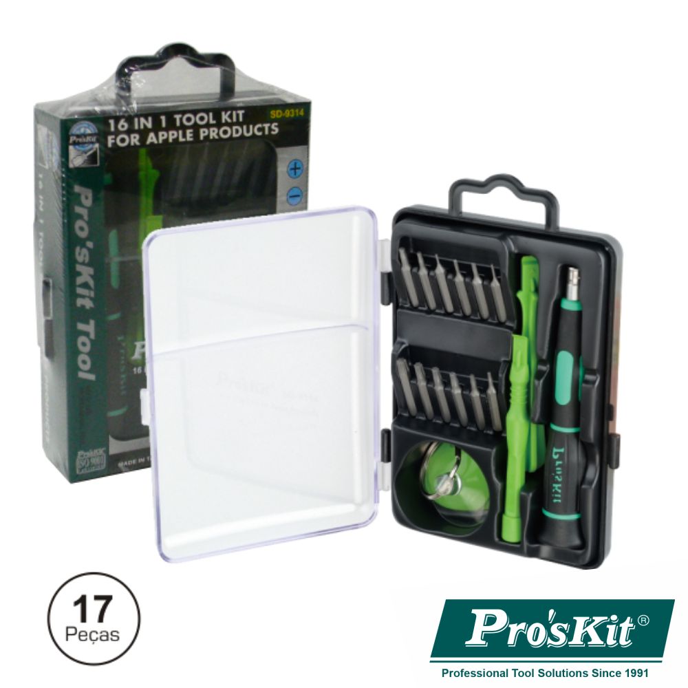 Conjunto De Chave C/ 13 Bits E Acessórios P/ Apple Proskit - NOVEDUC Equipamento Laboratório e Formação Profissional