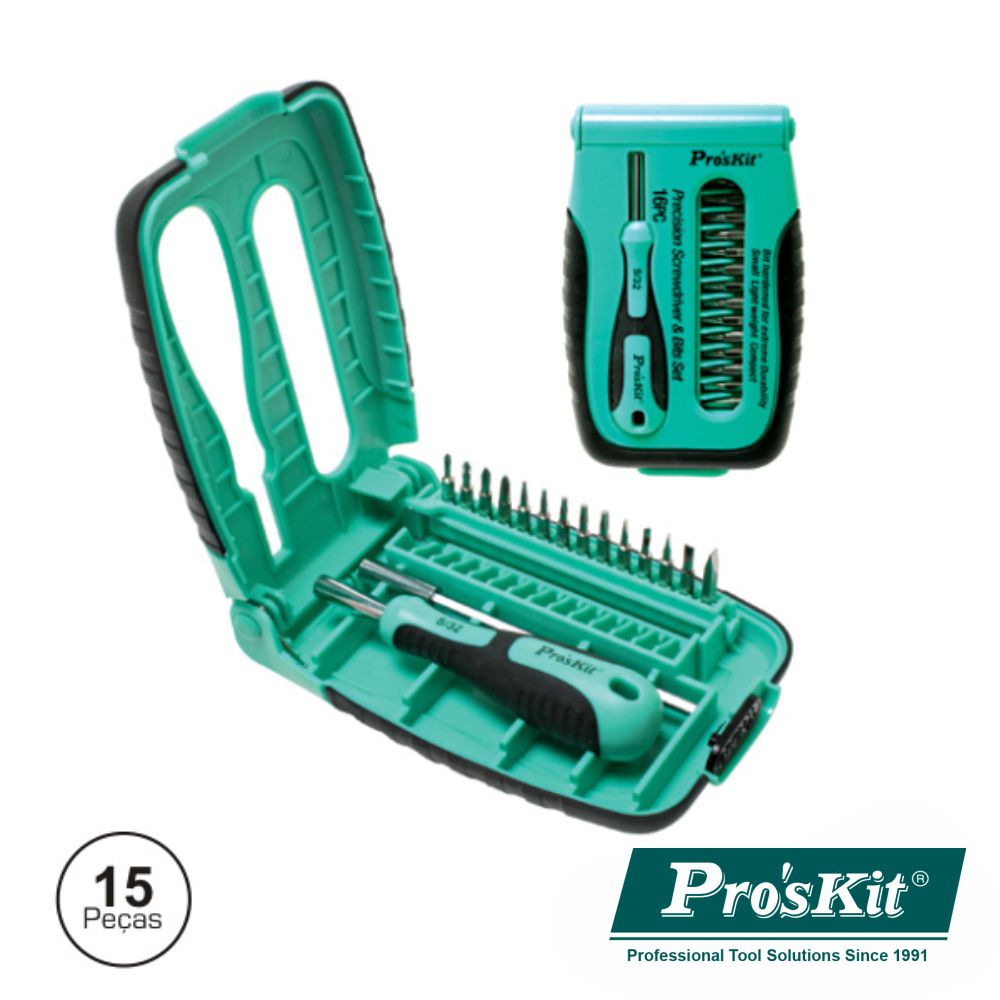 Conjunto De Chave C/ 14 Bits E Extensor Proskit - NOVEDUC Equipamento Laboratório e Formação Profissional