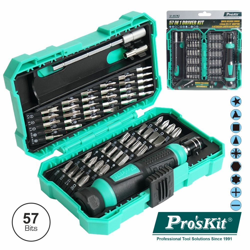 Conjunto De Chave C/ 57 Bits E Extensor Proskit - NOVEDUC Equipamento Laboratório e Formação Profissional