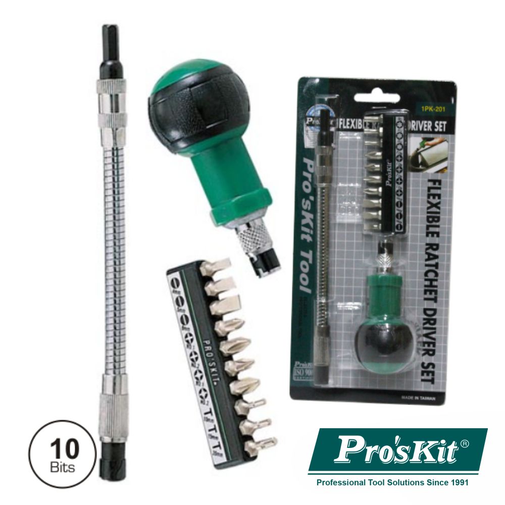 Conjunto De Chave Roquete 10 Bits C/ Extensor Proskit - NOVEDUC Equipamento Laboratório e Formação Profissional