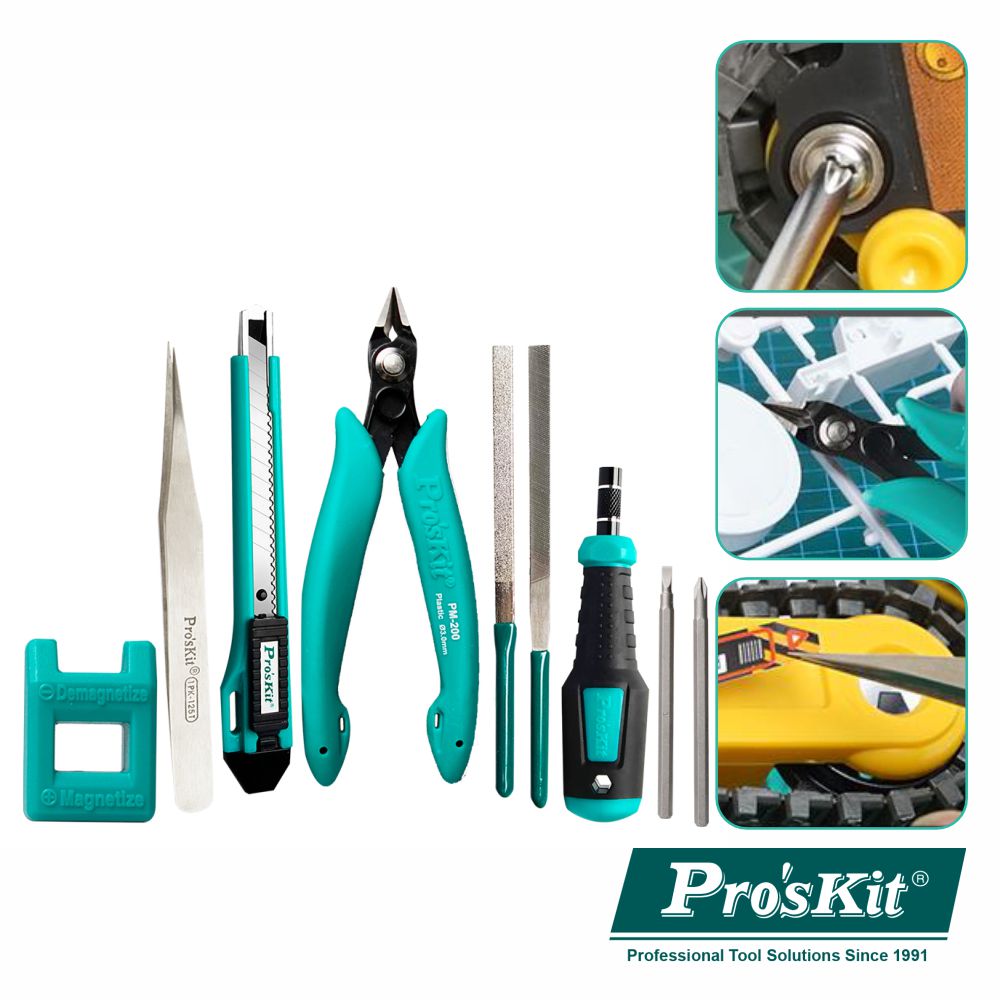 Conjunto De Ferramentas De Modelagem Básica 9X Proskit - NOVEDUC Equipamento Laboratório e Formação Profissional