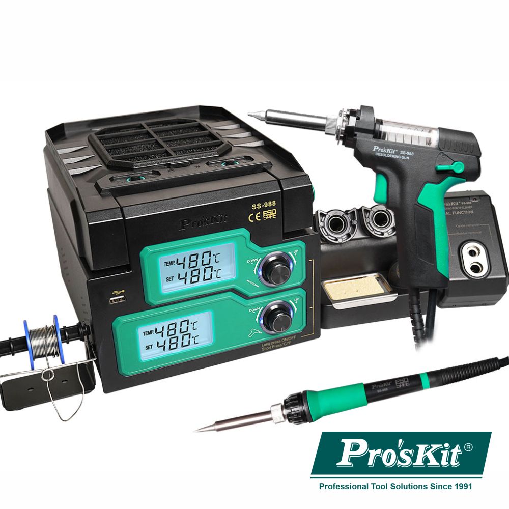 Estação De Soldar Smd Ar Quente 6 Em 1 250W Proskit - NOVEDUC Equipamento Laboratório e Formação Profissional