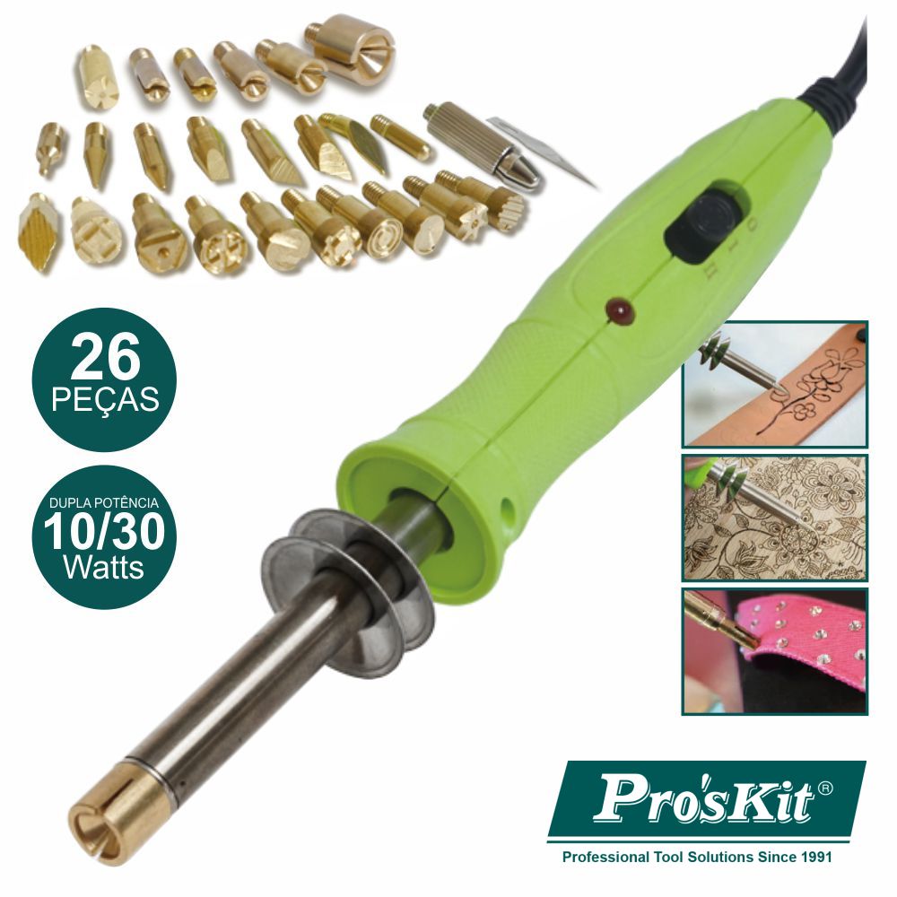 Ferro De Soldar 10-30W P/Madeiras E Tecidos Proskit - NOVEDUC Equipamento Laboratório e Formação Profissional