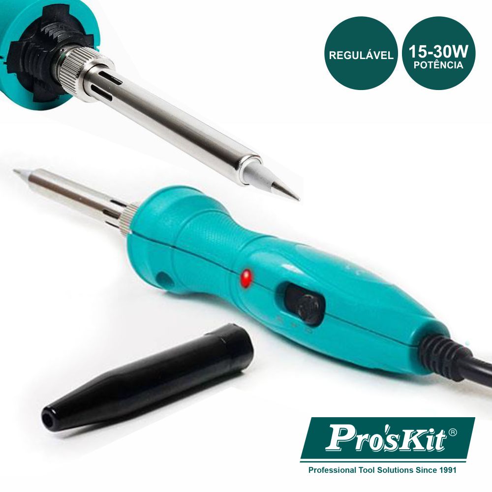 Ferro De Soldar 15W-30W C/ Resistência Em Cerâmica Proskit - NOVEDUC Equipamento Laboratório e Formação Profissional