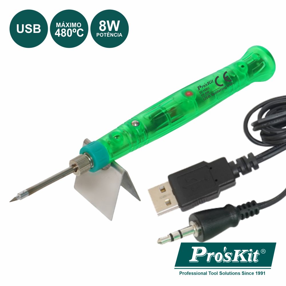 Ferro De Soldar 8W C/ Ligação Usb 5V Proskit - NOVEDUC Equipamento Laboratório e Formação Profissional
