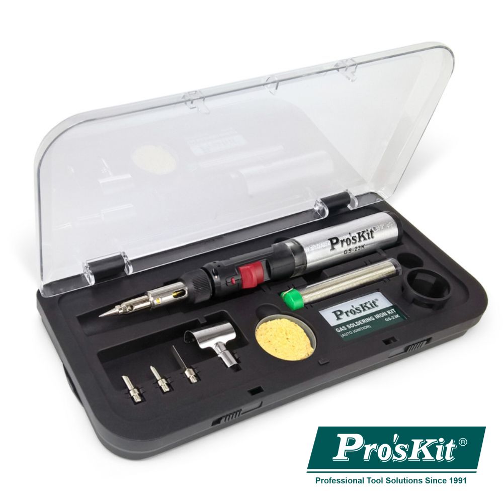Ferro De Soldar A Gás C/ Kit Auto Ignição Proskit - NOVEDUC Equipamento Laboratório e Formação Profissional