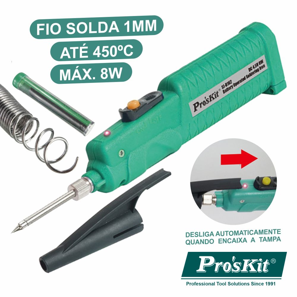 Ferro De Soldar A Pilhas 8W 450ºC Proskit - NOVEDUC Equipamento Laboratório e Formação Profissional