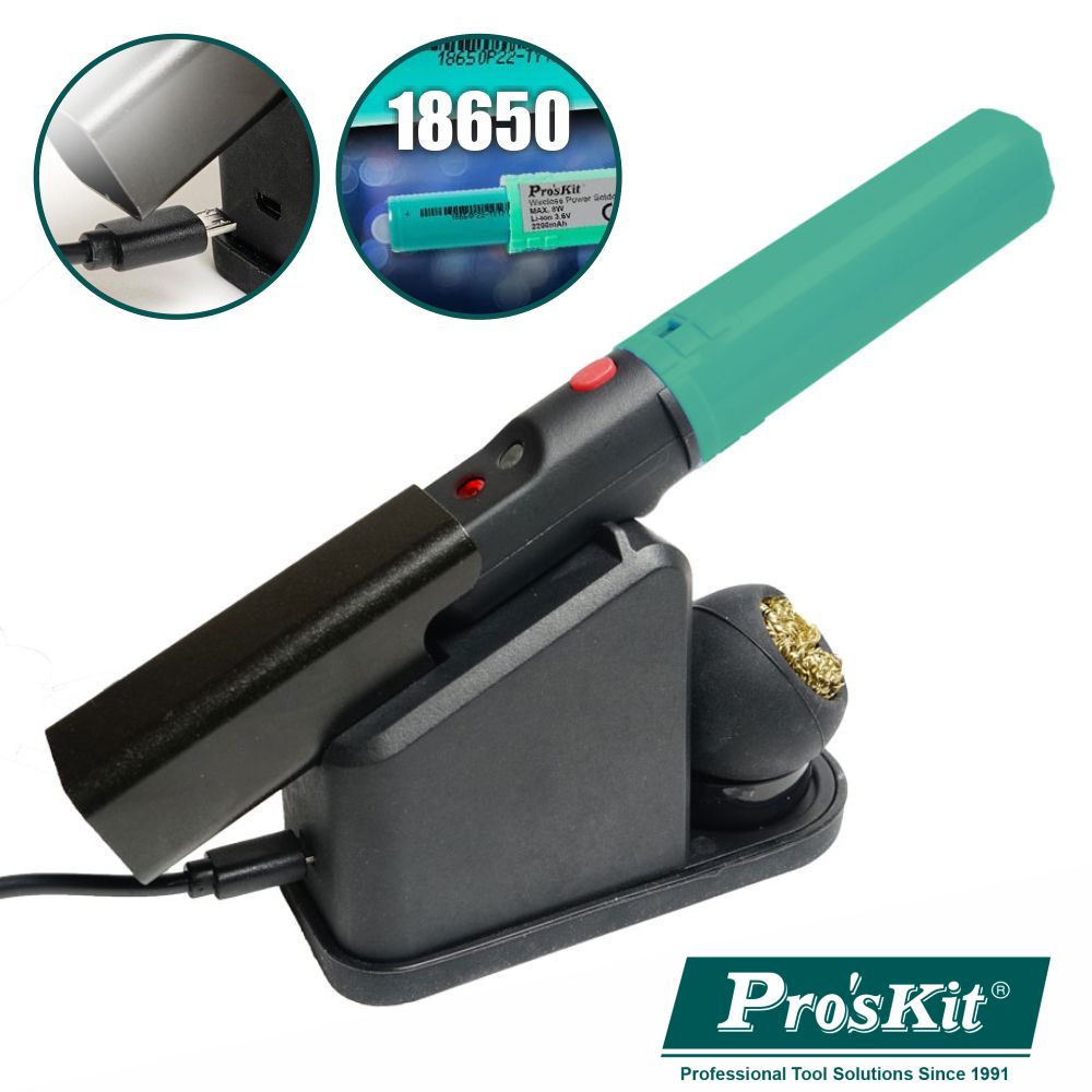 Ferro De Soldar C/ Bat 2200Ma 8W 500ºC Carga S/ Fios Proskit - NOVEDUC Equipamento Laboratório e Formação Profissional