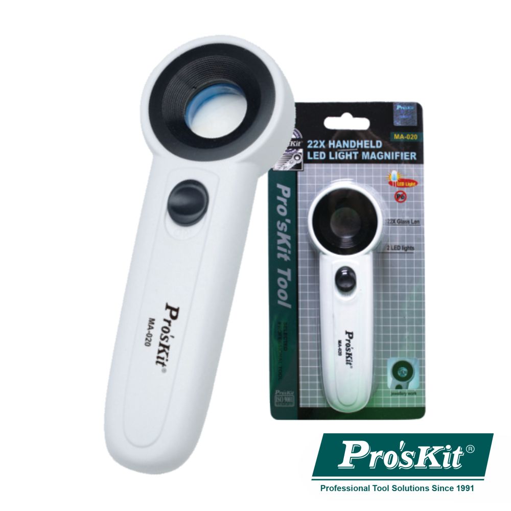 Lupa C/ Iluminação 2 Leds 22X Proskit - NOVEDUC Equipamento Laboratório e Formação Profissional