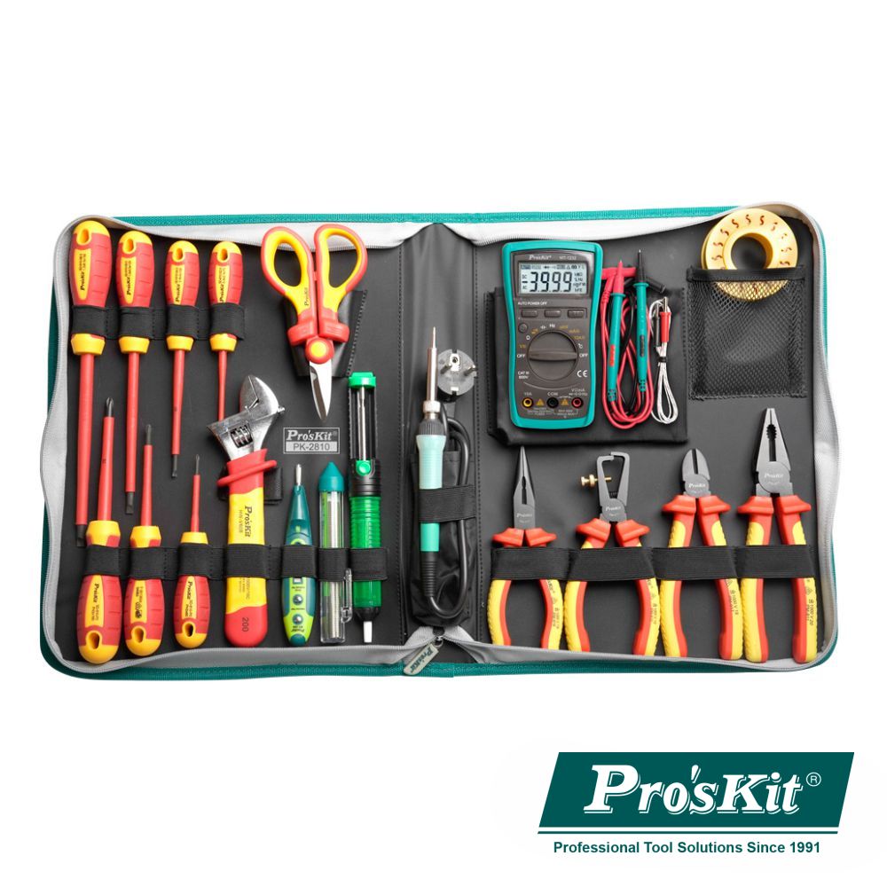 Mala Ferramentas Profissional 20 Peças Alta Tensão Proskit - NOVEDUC Equipamento Laboratório e Formação Profissional