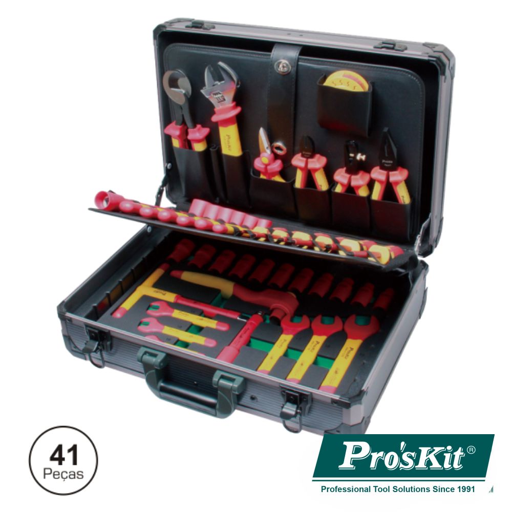 Mala Ferramentas Profissional 41 Peças Alta Tensão Proskit - NOVEDUC Equipamento Laboratório e Formação Profissional