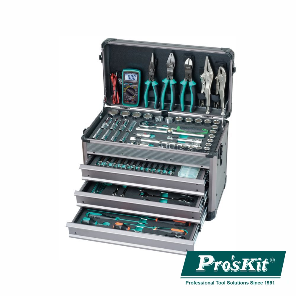 Mala Ferramentas Profissional C/ Gavetas 124 Peças Proskit - NOVEDUC Equipamento Laboratório e Formação Profissional