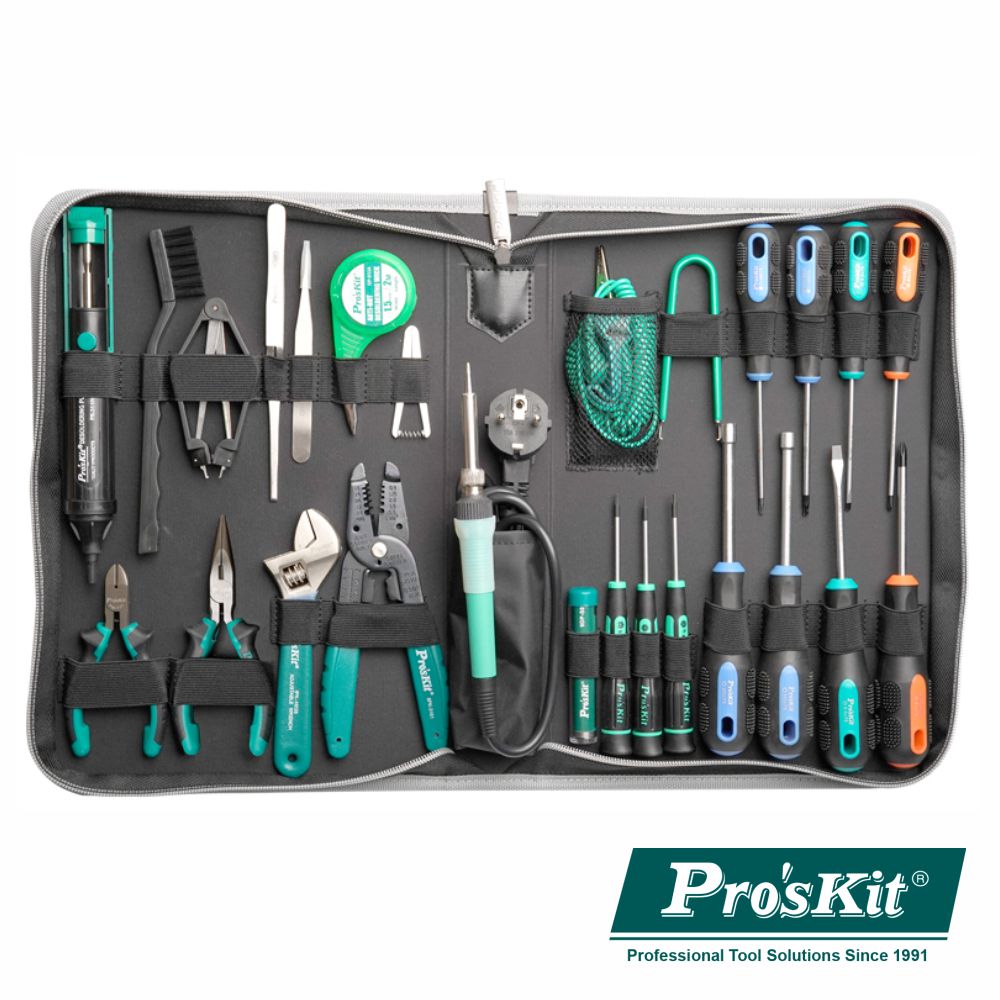 Mala Ferramentas Profissional P/ Pc 28 Peças Proskit - NOVEDUC Equipamento Laboratório e Formação Profissional