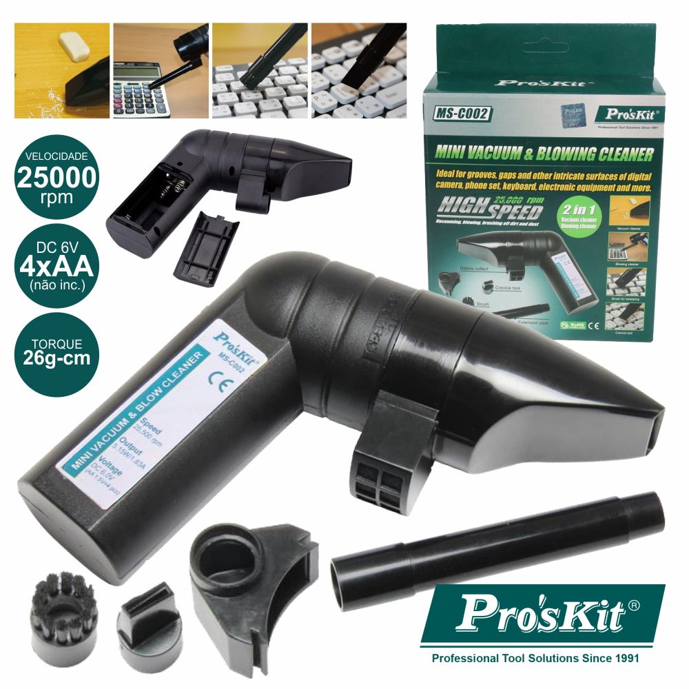 Mini Aspirador Portátil A Pilhas 6V 25000Rpm Proskit - NOVEDUC Equipamento Laboratório e Formação Profissional