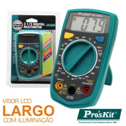 Multímetro Digital 3½ Dígitos Retroiluminado Proskit - NOVEDUC Equipamento Laboratório e Formação Profissional