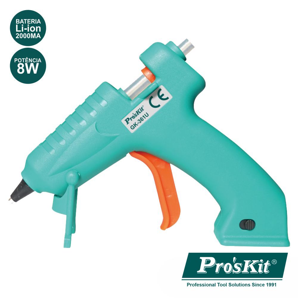 Pistola De Cola Quente 8W C/ Bateria Proskit - NOVEDUC Equipamento Laboratório e Formação Profissional