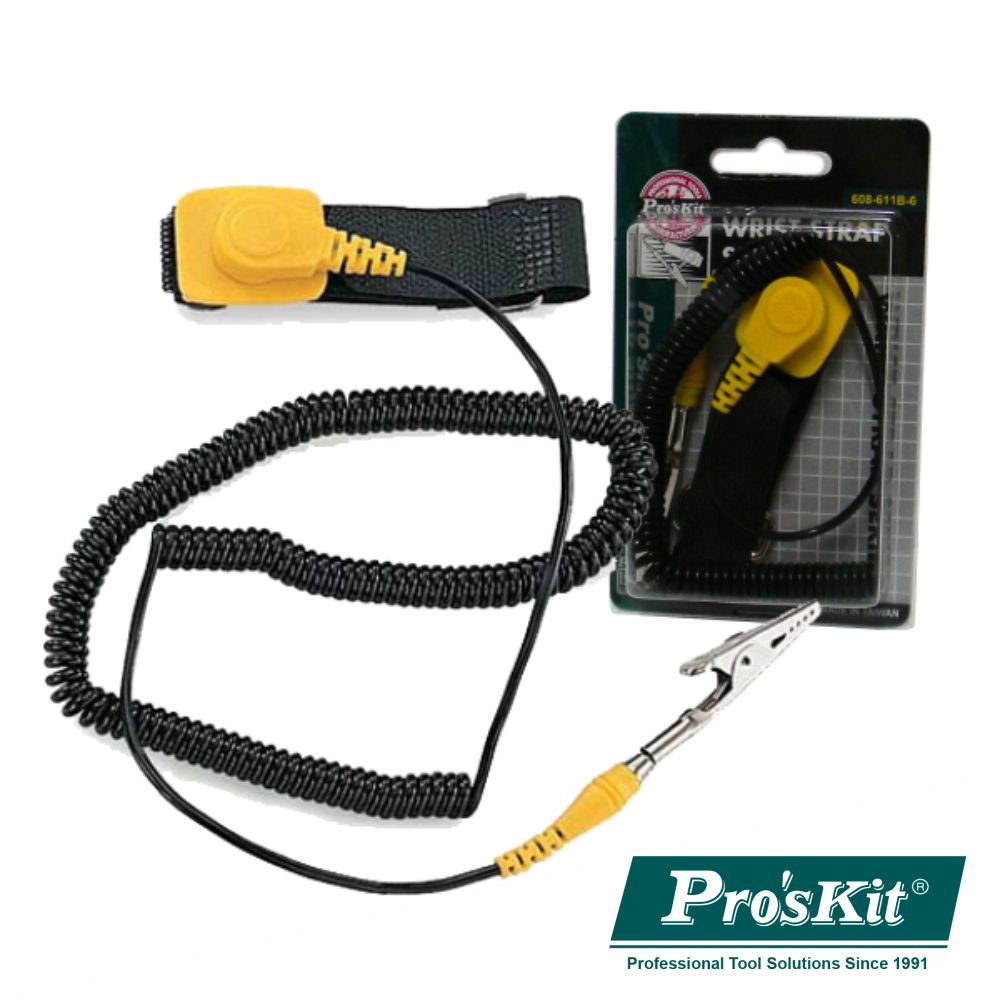 Pulseira Anti-Estática Preta E Amarela Proskit - NOVEDUC Equipamento Laboratório e Formação Profissional