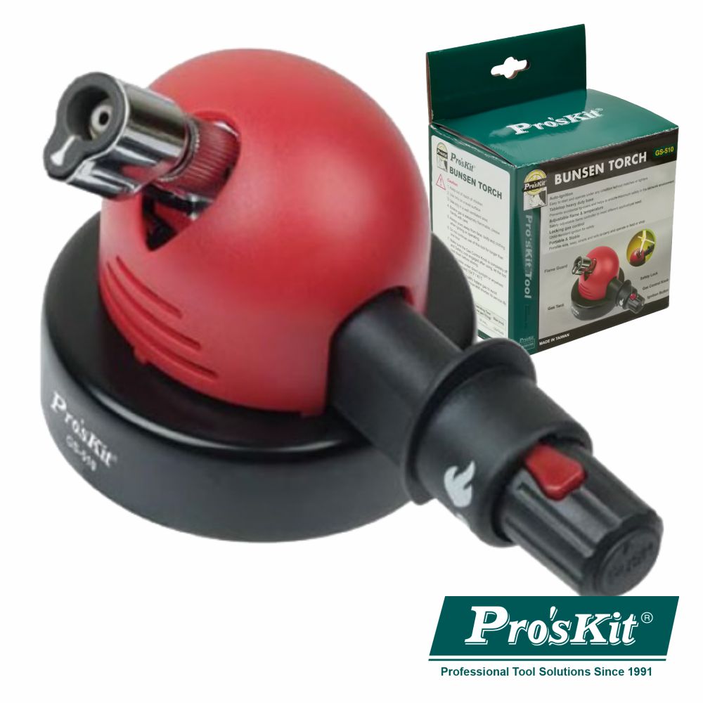Queimador De Gás Bico De Bunsen C/ Ignição Proskit - NOVEDUC Equipamento Laboratório e Formação Profissional