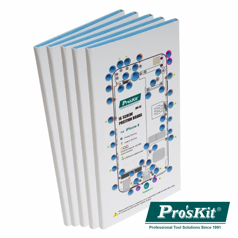 Separador Parafusos Iphone 5/5S/6/6S/6S+ 5 Placas Proskit - NOVEDUC Equipamento Laboratório e Formação Profissional
