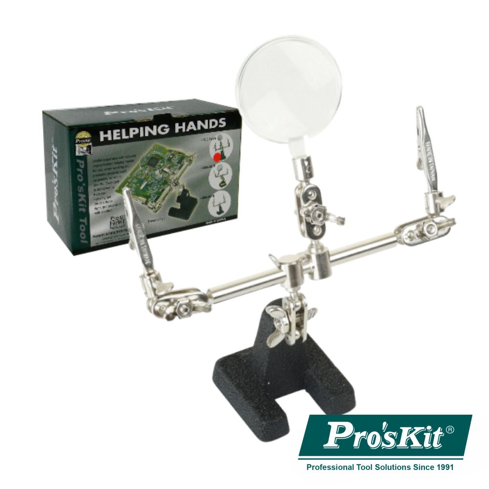 Suporte Articulado C/ Lupa E Pinças Crocodilo Proskit - NOVEDUC Equipamento Laboratório e Formação Profissional