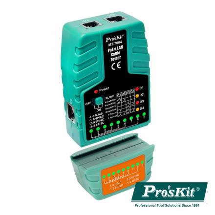 Testador De Cabos Rede Rj45/Rj11/Rj12/Poe/Poe+ Proskit - NOVEDUC Equipamento Laboratório e Formação Profissional