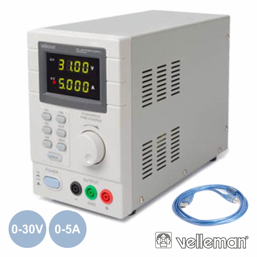 Fonte De Alimentação Digital 030V / 05A Cabo Usb P/ Pc - NOVEDUC Equipamento Laboratório e Formação Profissional