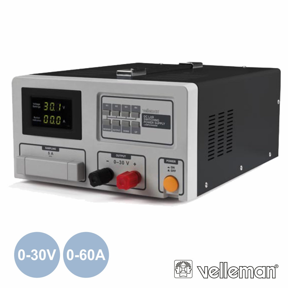Fonte De Alimentação Digital 030V / 060A Velleman - NOVEDUC Equipamento Laboratório e Formação Profissional