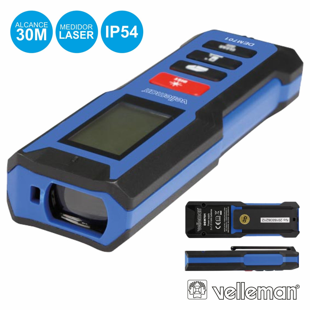 Medidor De Distâncias Digital  Laser 30M Velleman - NOVEDUC Equipamento Laboratório e Formação Profissional